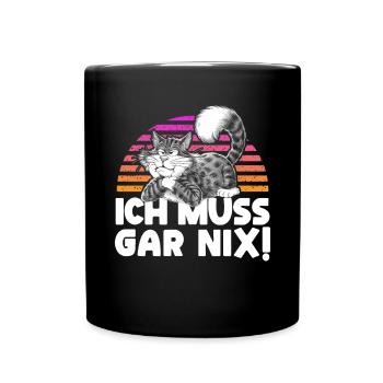 Faul Tshirt Arbeit Katze Witzig Sarkasmus Büro - Tasse einfarbig - Schwarz - Vorne