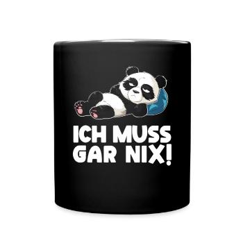 Lazy Tshirt Work Panda Funny Sarcasm Office - Full Colour Mug - black - Front