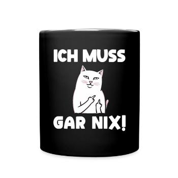 Faul Tshirt Arbeit Katze Witzig Sarkasmus Büro - Tasse einfarbig - Schwarz - Vorne