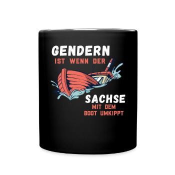 Gendern Tshirt Herren Damen Lustig Witzig Spruch - Tasse einfarbig - Schwarz - Vorne