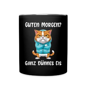 Katze Tshirt Lustig Witzig Humor Sarkasmus Büro - Tasse einfarbig - Schwarz - Vorne
