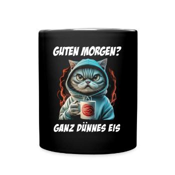 Katze Tshirt Lustig Witzig Humor Sarkasmus Büro - Tasse einfarbig - Schwarz - Vorne