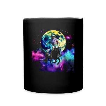 Bullrider Bull Riding Cowboy Howling Moon - Full Colour Mug - black - Front