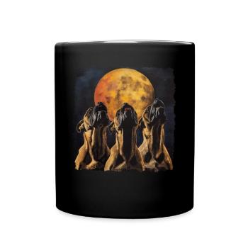 Bullmastiff Dog Howling Moon - Full Colour Mug - black - Front