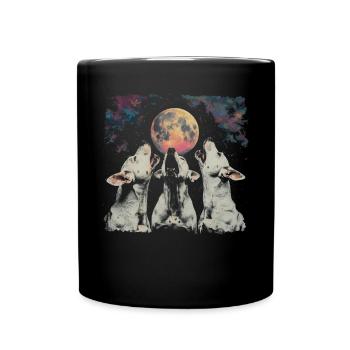 Bullterrier Hund Heulender Mond - Tasse einfarbig - Schwarz - Vorne