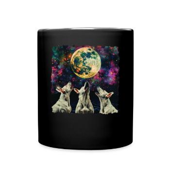 Bullterrier Hund Heulender Mond - Tasse einfarbig - Schwarz - Vorne
