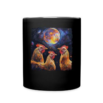 Hühnerfarmer Bauernhof Heulender Mond - Tasse einfarbig - Schwarz - Vorne