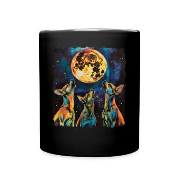 Chihuahua Hund Heulender Mond - Tasse einfarbig - Schwarz - Vorne