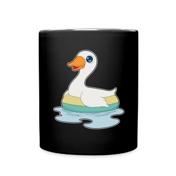 Ente Schwimmen Schwimmring - Tasse einfarbig - Schwarz - Vorne