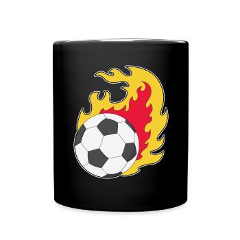 Feuerball Fußball - Tasse einfarbig - Schwarz - Vorne