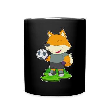 Fuchs Fußballspieler Fußball - Tasse einfarbig - Schwarz - Vorne