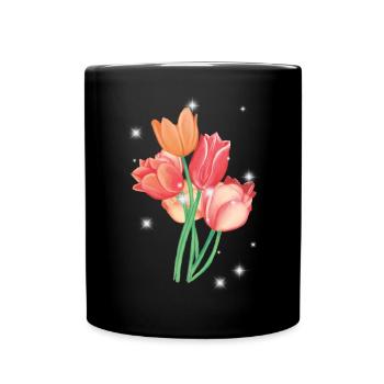 Tulip Tulips Flowers Garden Gardener Nature - Full Colour Mug - black - Front