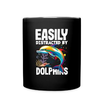 Easily distracted by dolphins - Full Colour Mug - black - Front