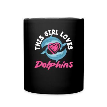 This girl loves dolphins - Full Colour Mug - black - Front