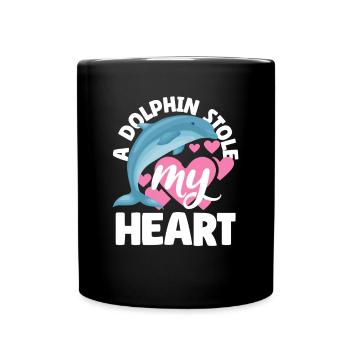 Ein Delfin Hat Mein Herz Gestohlen - Tasse einfarbig - Schwarz - Vorne