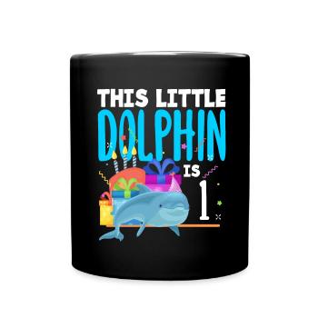 Dieser Kleine Delphin Ist 1 1. Geburtstag - Tasse einfarbig - Schwarz - Vorne