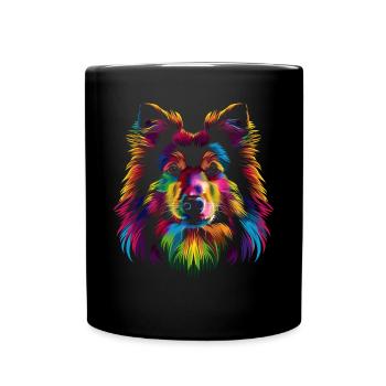 Shetland Sheepdogs Hund Popart - Tasse einfarbig - Schwarz - Vorne