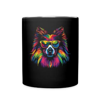 Shetland Sheepdogs Dog Sunglasses Popart - Full Colour Mug - black - Front