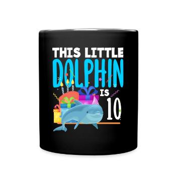 Ce petit dauphin a 10 10 ans - Mug uni - noir - Devant