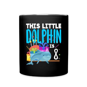 This little dolphin is 8 8th birthday - Full Colour Mug - black - Front