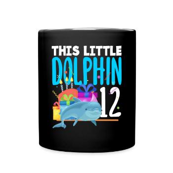 This little dolphin is 12 12th birthday - Full Colour Mug - black - Front