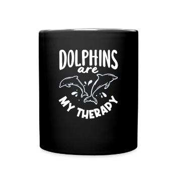 Dolphins are my therapy - Full Colour Mug - black - Front