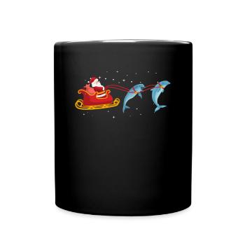 Père Noël avec des dauphins dans un traîneau - Mug uni - noir - Devant