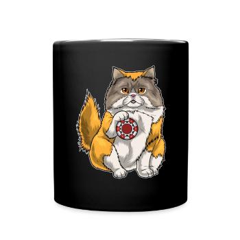 Persian Cat Poker Poker Chips - Full Colour Mug - black - Front