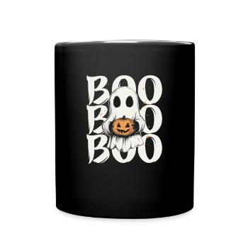 Ghost with Pumpkin Boo" Halloween - Full Colour Mug - black - Front