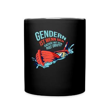 Gendern Tshirt Herren Damen Lustig Witzig Spruch - Tasse einfarbig - Schwarz - Vorne