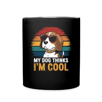 Beagle mon chien pense que je suis cool - Mug uni - noir - Devant