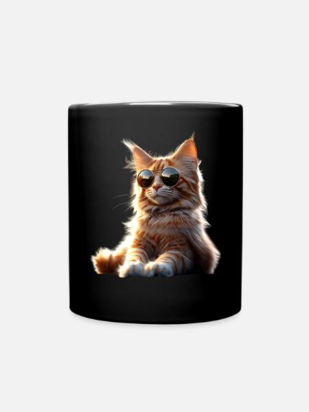 Maine Coon Katze Katzenmama Cat Maine-Coon Katzen - Tasse einfarbig - Schwarz