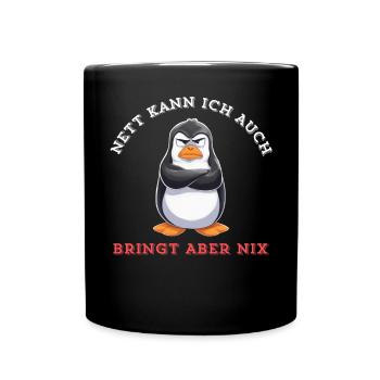 Penguin Tshirt Funny Funny Humor Sarcasm Office - Full Colour Mug - black - Front