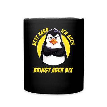 Penguin Tshirt Funny Funny Humor Sarcasm Office - Full Colour Mug - black - Front