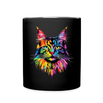 Maine Coon Cat Colorful Rainbow Maine Coon Cats - Full Colour Mug - black - Front