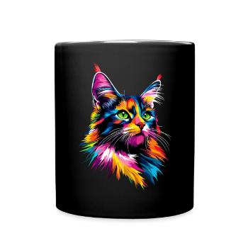 Maine Coon Cat Colorful Rainbow Maine Coon Cats - Full Colour Mug - black - Front