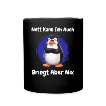 Penguin Tshirt Funny Funny Humor Sarcasm Office - Full Colour Mug - black - Front