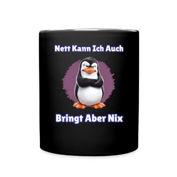 Penguin Tshirt Funny Funny Humor Sarcasm Office - Full Colour Mug - black - Front