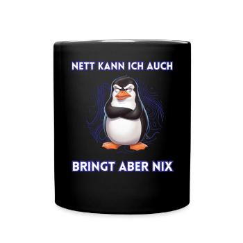 Penguin Tshirt Funny Funny Humor Sarcasm Office - Full Colour Mug - black - Front