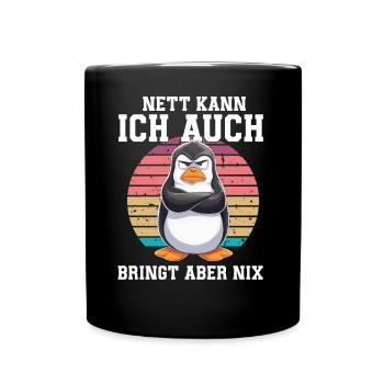 Penguin Tshirt Funny Funny Humor Sarcasm Office - Full Colour Mug - black - Front