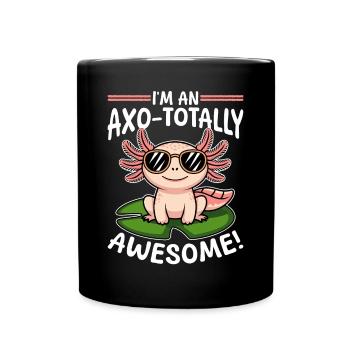 Drôle d’axolotl kawaii je suis un axo-totalement génial ! - Mug uni - noir - Devant