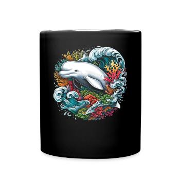 Ocean mammal Beluga whale Marine biologist - Full Colour Mug - black - Front