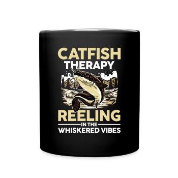 Catfish Therapy Reeling In The Whiskerde Vibes - Tasse einfarbig - Schwarz - Vorne