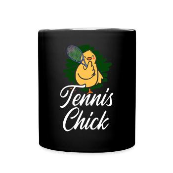 Funny Tennis Player Racket Chicken - Full Colour Mug - black - Front