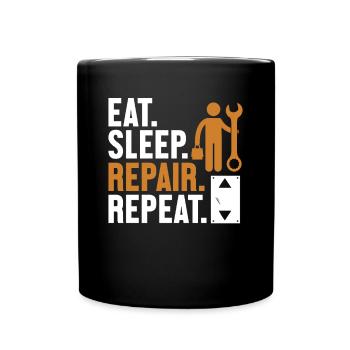 Eat Sleep Repair Repeat Inspector Repair Elevator - Full Colour Mug - black - Front