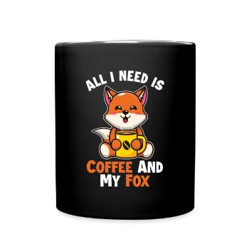 Kaffee und mein Fuchs Rotfuchs Canidae Caninae Fuchs - Tasse einfarbig - Schwarz - Vorne