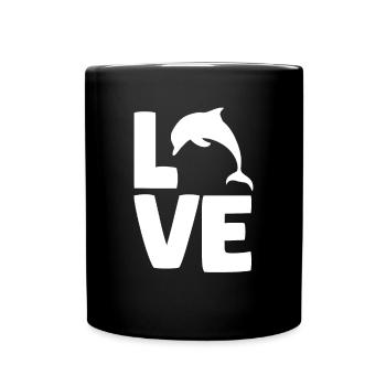 Love Dolphin Ocean Animal Lovers Art - Full Colour Mug - black - Front