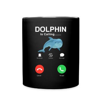 Dolphin Calls Humorous Graphic - Full Colour Mug - black - Front