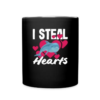 I Steal Hearts - Dolphin Love - Full Colour Mug - black - Front