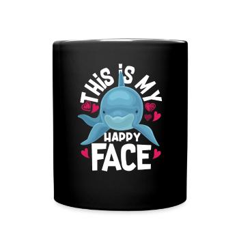 Das Ist Mein Glückliches Gesicht Delfin - Tasse einfarbig - Schwarz - Vorne
